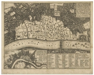 Scarce First Edition, First Printing Map of London Just After the Great Fire in 1666, by Wenceslaus Hollar